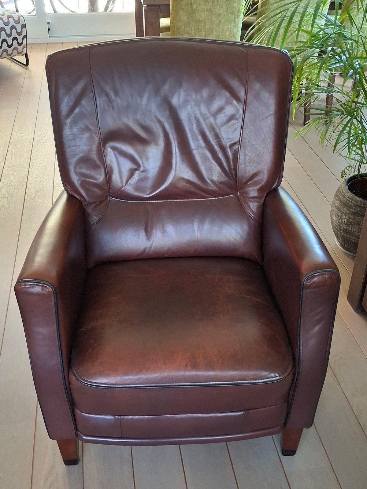 2 lederen  fauteuils, Ophalen, Gebruikt, 50 tot 100 cm, 50 tot 75 cm