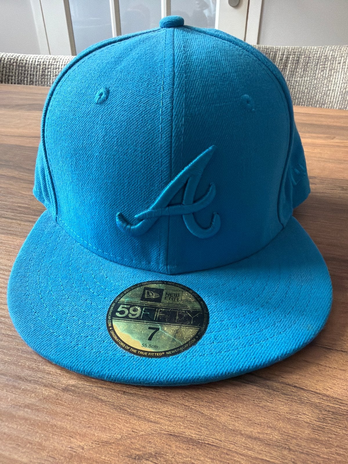 New Era 59Fifty Atlanta Braves Pet - Maat 7 (55.8cm), Ophalen of Verzenden, Zo goed als nieuw, Pet