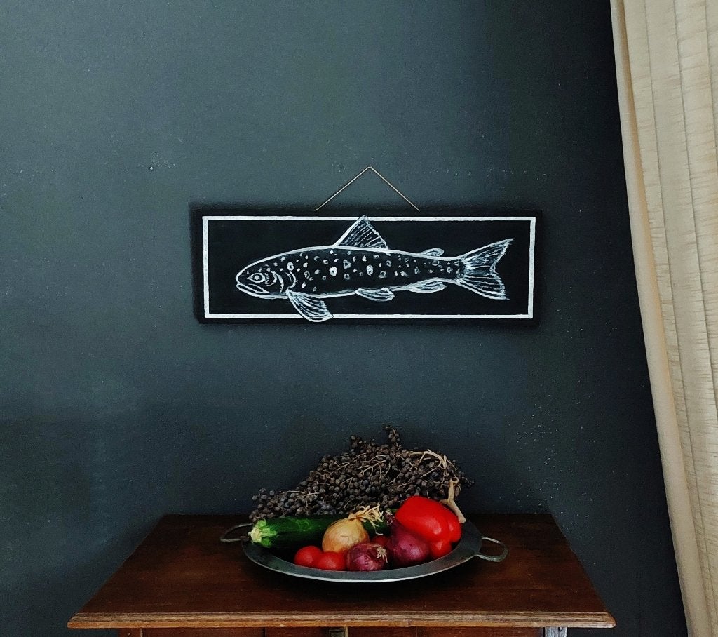 Visbord uithangbord vis Beekforel wanddecoratie, Verzenden, Nieuw, Hout