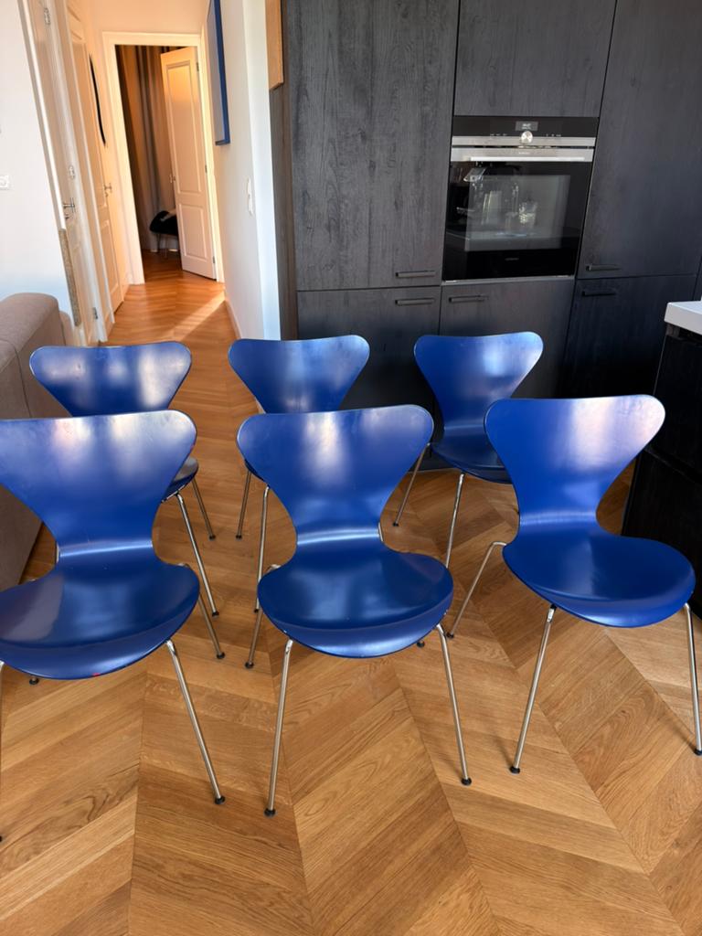 Fritz Hansen Vlinder Stoel set van 6, Ophalen, Gebruikt, Blauw, Modern