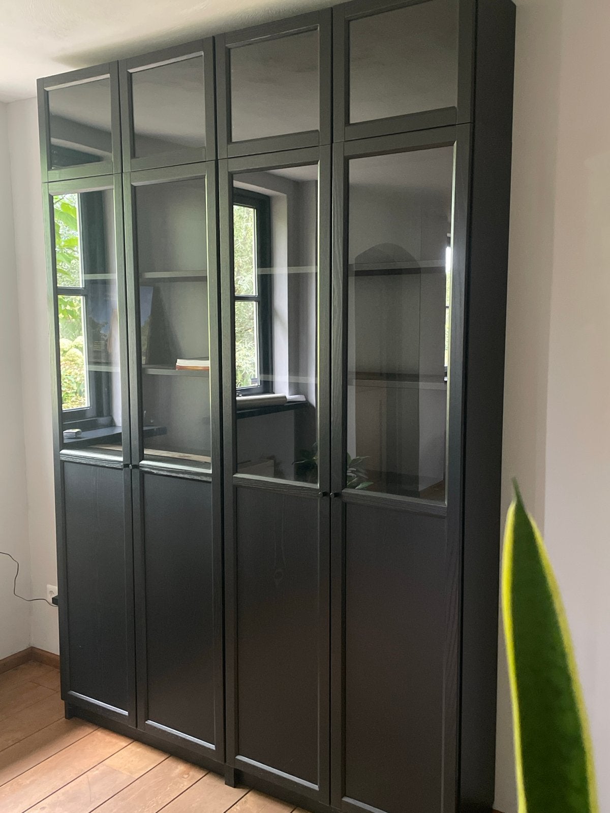 2x Zwarte Eikenpatroon Kasten met Opzetkast - 80x28x202+35 c, Ophalen, Gebruikt, 200 cm of meer, 50 tot 100 cm