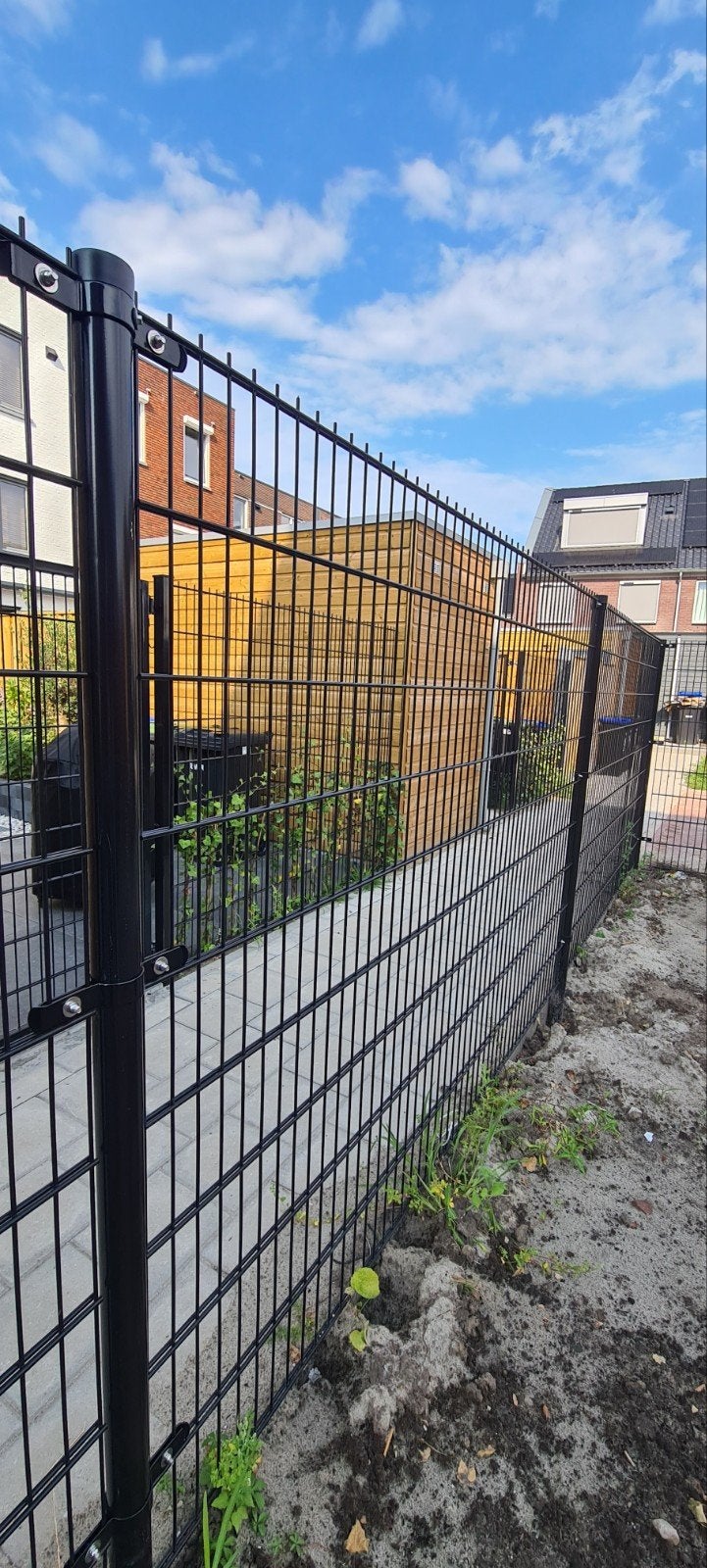 Zwart Dubbelstaafmat Hekwerk met Poort, Ophalen, Met poort, Dubbelstaafmat hekwerk, Zo goed als nieuw