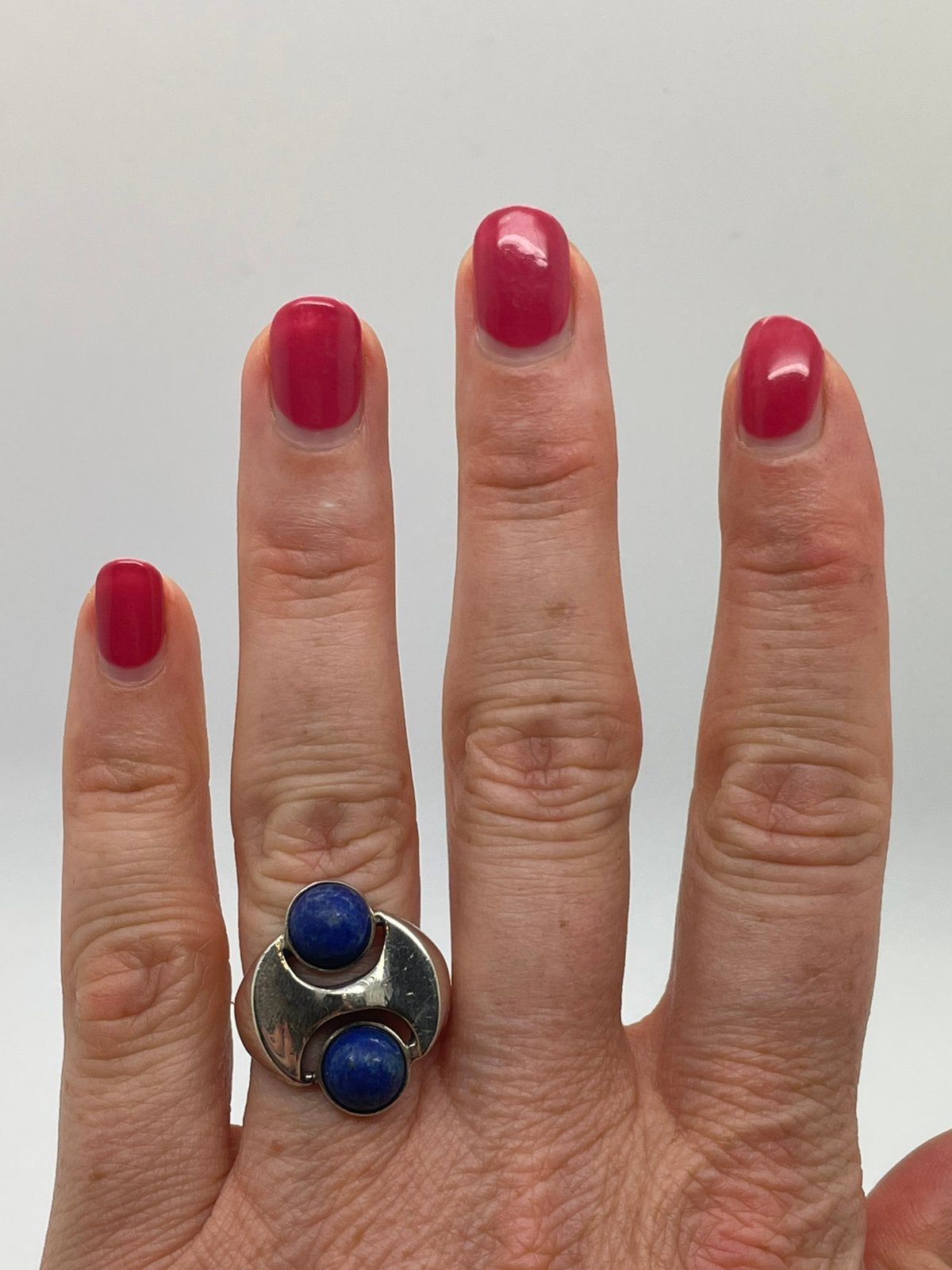 E128 Prachtige zilveren Franz Schreurle ring (deel van set), Ophalen of Verzenden, Zilver, Met edelsteen