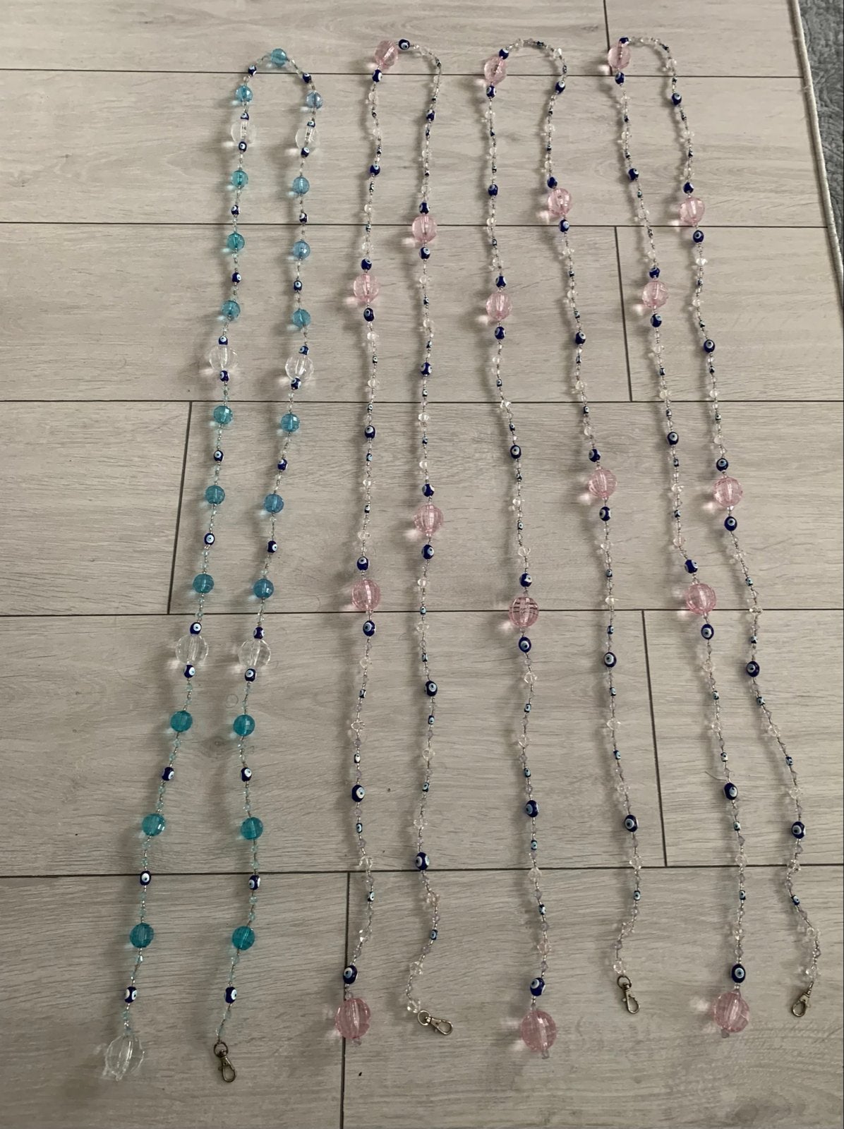Set van 4 sierdecoraties met kralen voor diverse ruimtes, Huis en Inrichting, Ophalen of Verzenden, Zo goed als nieuw, Meerkleurig