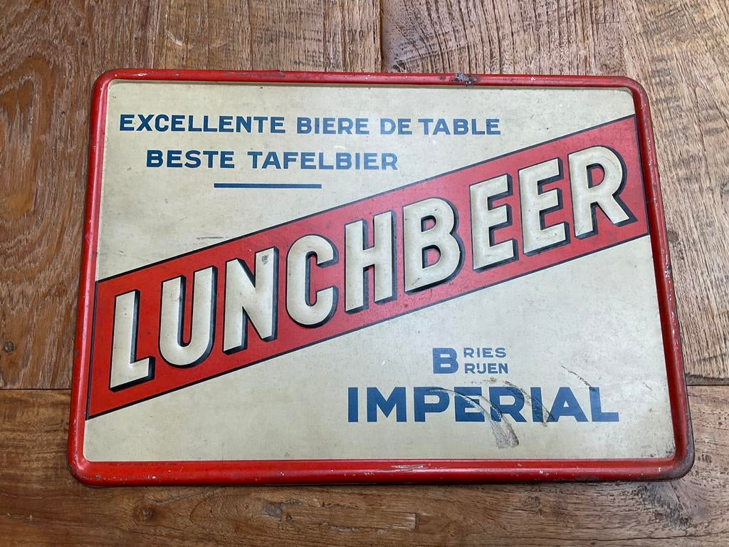 Bier Lunchbeer Bries Rijen / Brijen 1935, Ophalen of Verzenden, Gebruikt, Reclamebord
