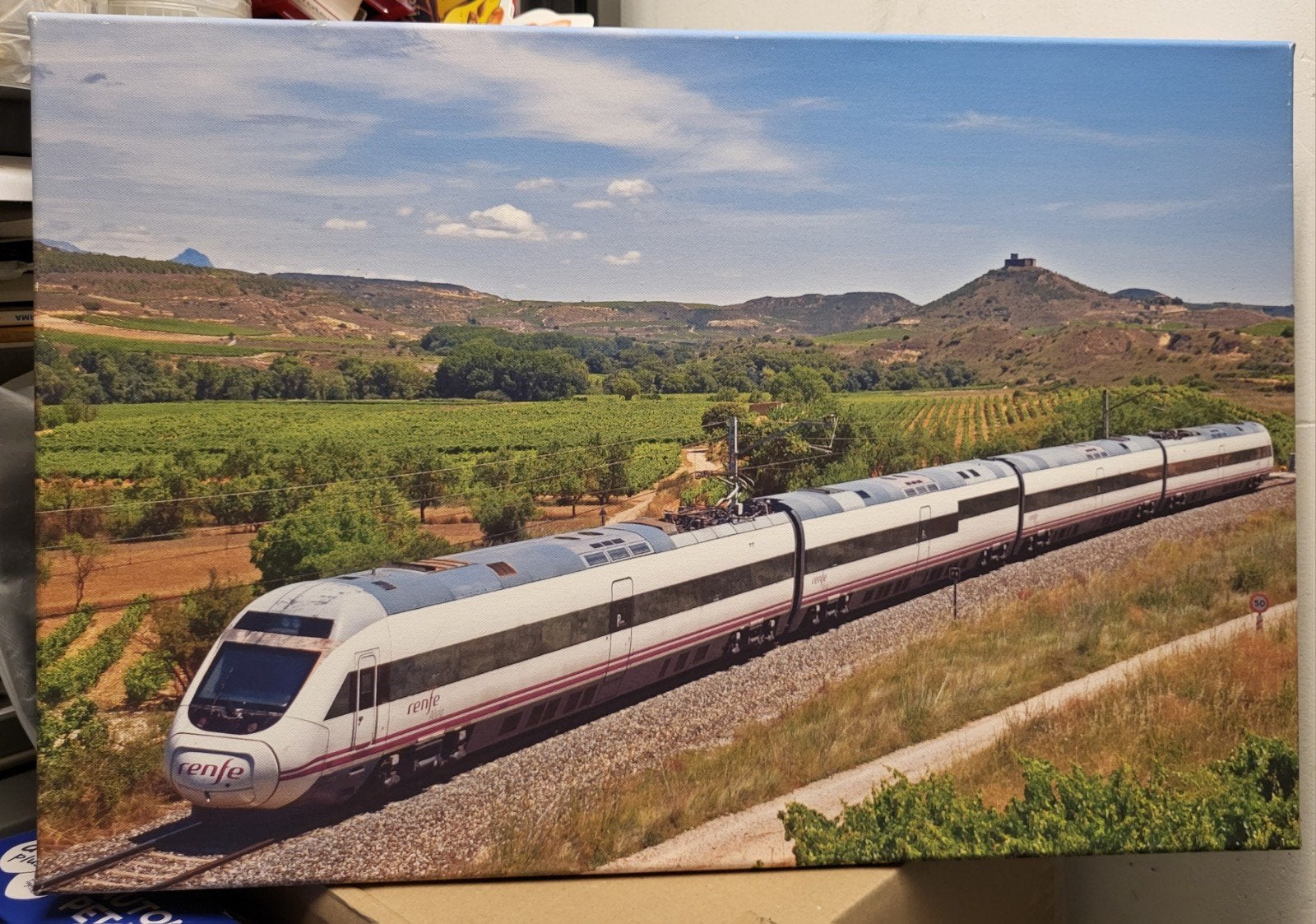 Trein schilderij canvas Renfe hogesnelheidstrein 40x60 cm, Ophalen, Gebruikt, Trein, Overige typen