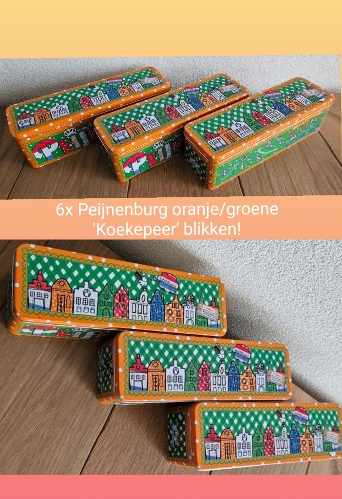 Peijnenburg oranje koekblik 6 x op de ontbijt-/lunchtafel !, Ophalen of Verzenden, Nieuw, Koek(jes), Overige merken
