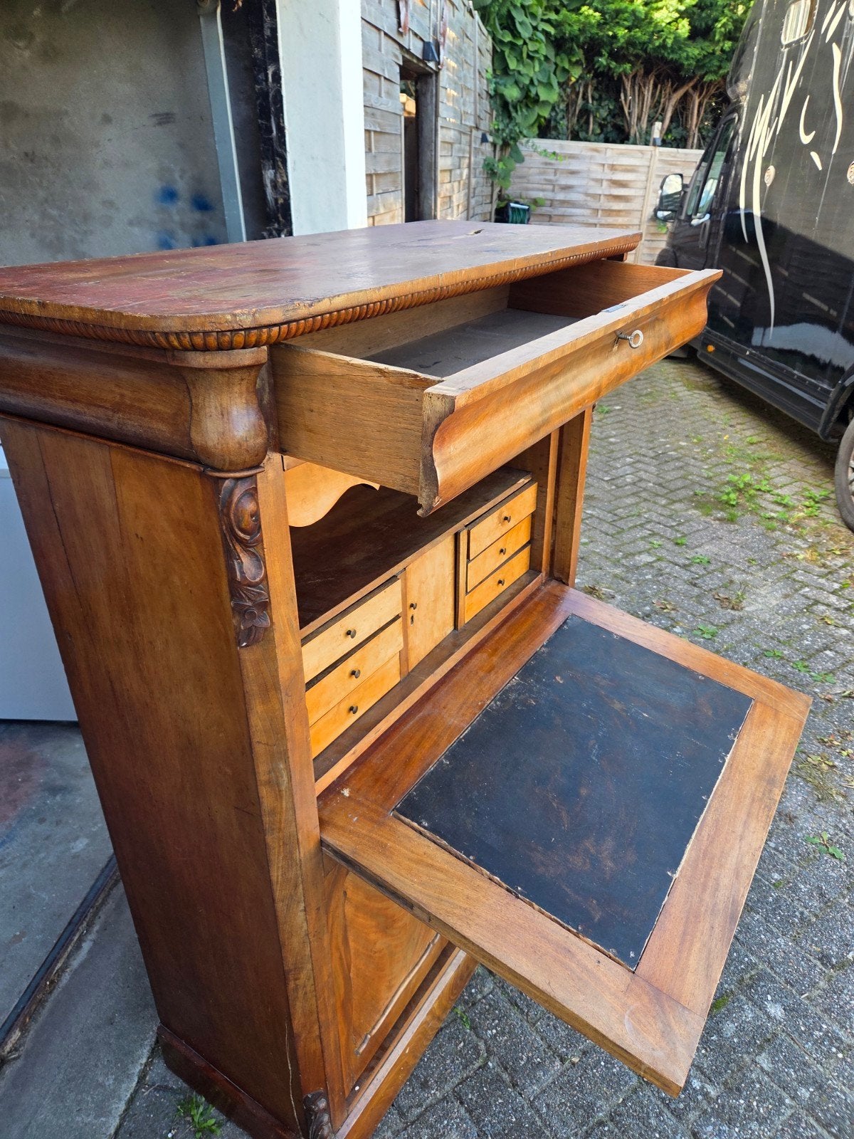 Antieke Secretaire Kast - Klassiek Houten Bureau, Ophalen