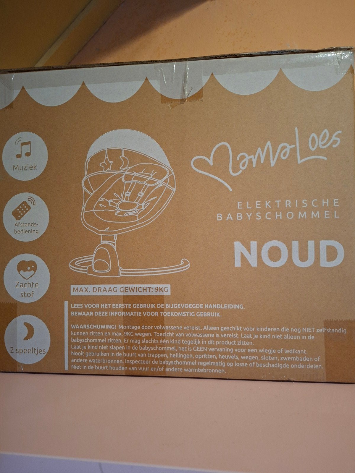 Mama Loes Noud Elektrische Babyschommel Zwart, Kinderen en Baby's, Ophalen of Verzenden, Zo goed als nieuw
