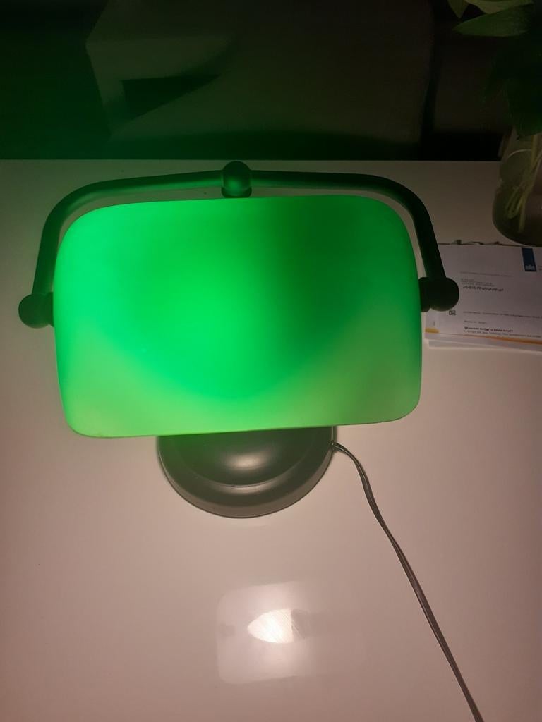 Groene bankierslamp / bureaulamp, Huis en Inrichting, Lampen | Tafellampen, Ophalen, Gebruikt, 50 tot 75 cm, Glas