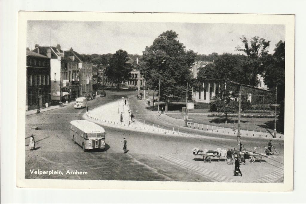 ARNHEM VELPERPLEIN BLOEMENSTAL VELOX CROSSLEY DE SCHELDE BUS, Ophalen of Verzenden, 1940 tot 1960, Ongelopen, Gelderland