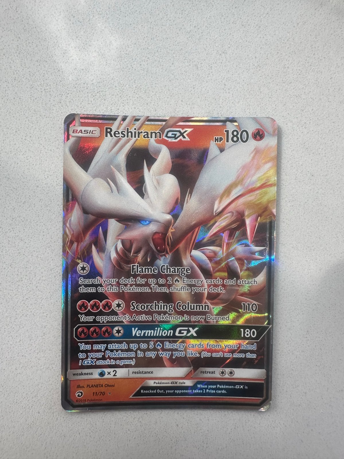 Reshiram GX Pokémon Kaart - Full Art, Ophalen of Verzenden, Gebruikt, Losse kaart