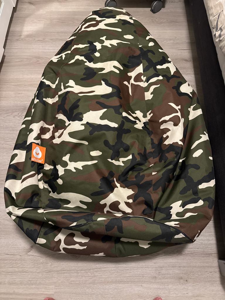 Whoober Zitzakstoel Camouflage - Comfortabel & Stevig, Ophalen, Zo goed als nieuw, Groen, Zitzakstoel