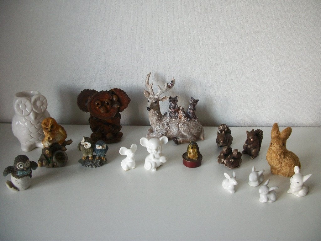 Edelhert Eekhoorn Uil Kuiken - 4 tot 14 cm - zgan - per stuk, Ophalen of Verzenden, Zo goed als nieuw, Dier