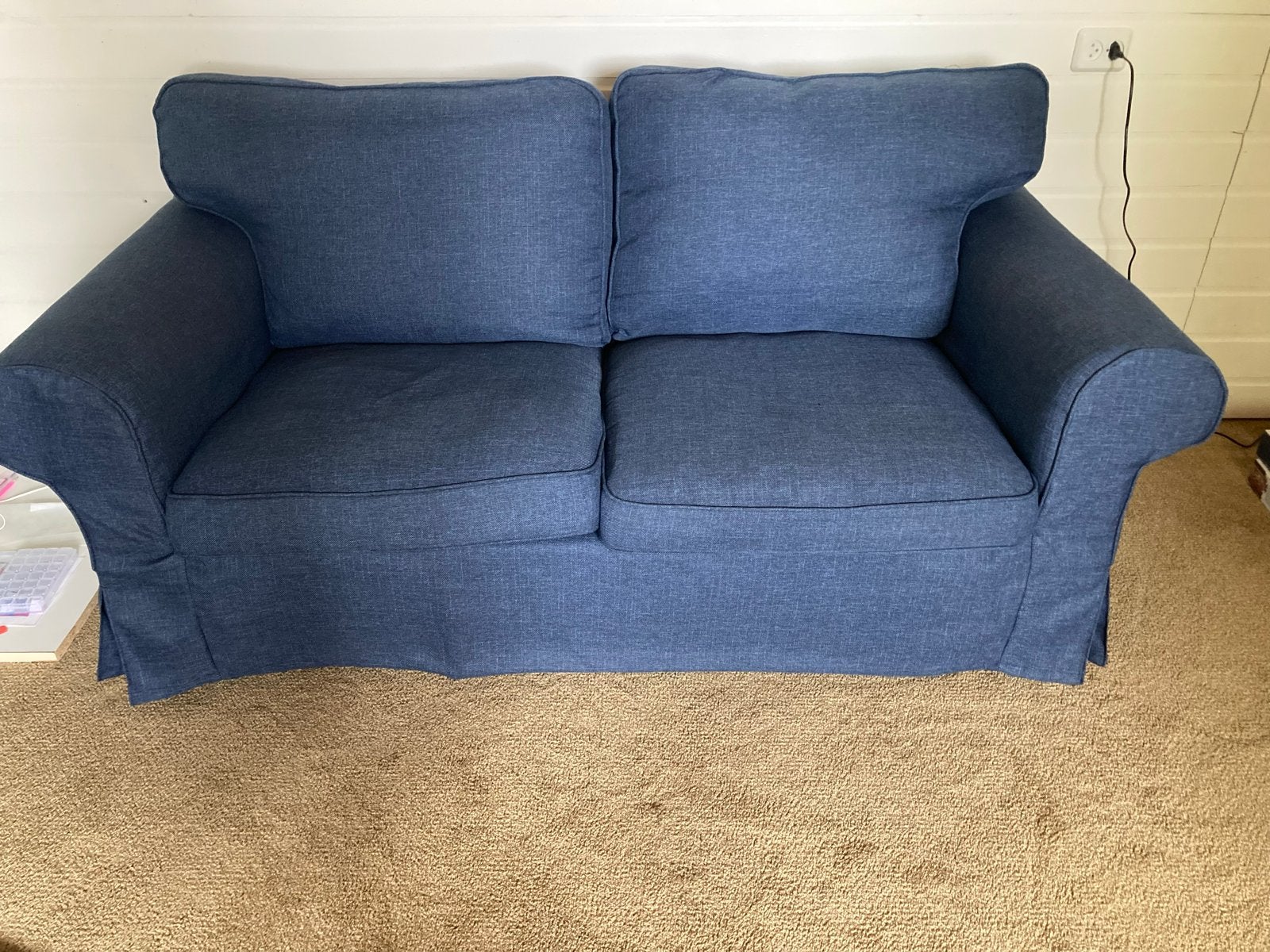 Hoes IKEA Ektorp 2-zitsbank, Kilanda donkerblauw, Huis en Inrichting, 150 tot 200 cm, Tweepersoons, 75 tot 100 cm, Ophalen of Verzenden