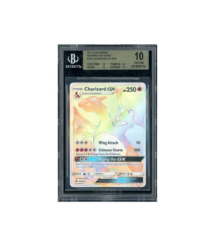 Pokemon Charizard GX Burning Shadows #150 BGS Pristine 10, Ophalen of Verzenden, Zo goed als nieuw, Losse kaart, Foil