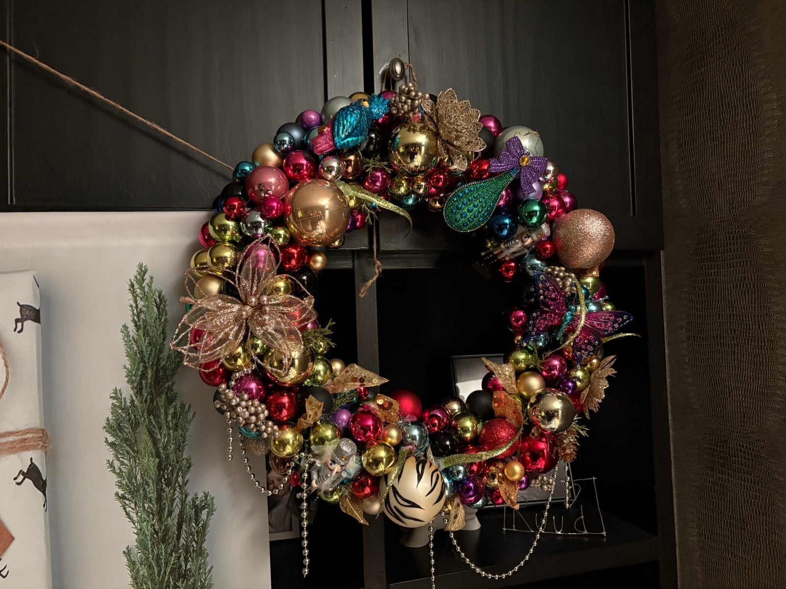 Kerstkrans compleet gedecoreerd diameter 50cm, Diversen, Ophalen, Zo goed als nieuw