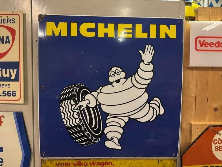 Michelin Emaille Reclamebord XL - Bibendum, Ophalen, Reclamebord, Gebruikt, .