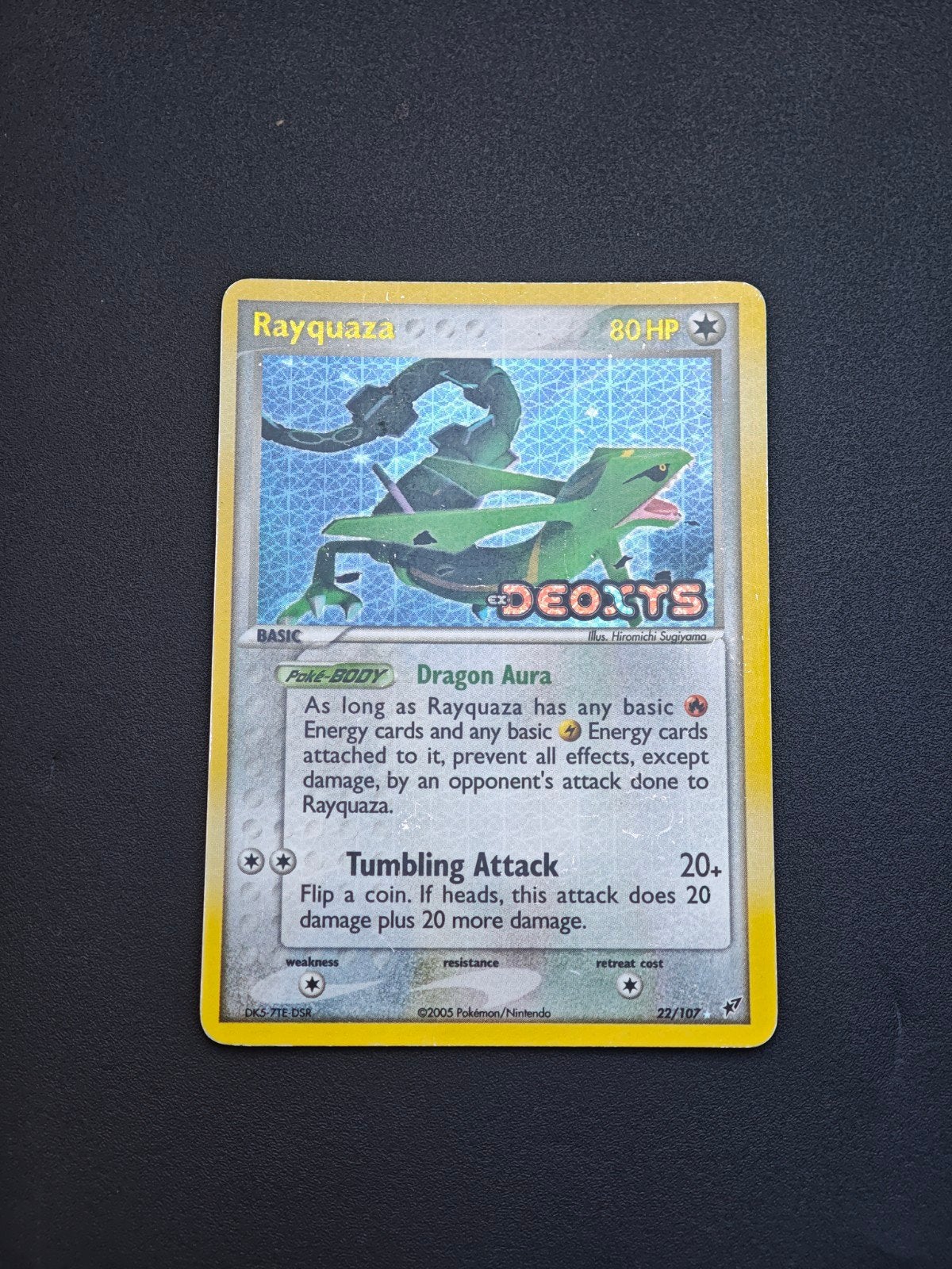 Rayquaza EX Holo stamped 22/107 deoxys, Ophalen of Verzenden, Zo goed als nieuw