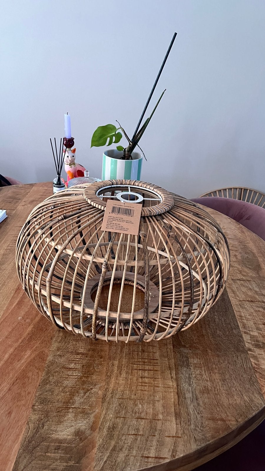 Nieuwe bamboe lampenkap, Ophalen, Nieuw, Natuurlijk materiaal, E27 (groot)