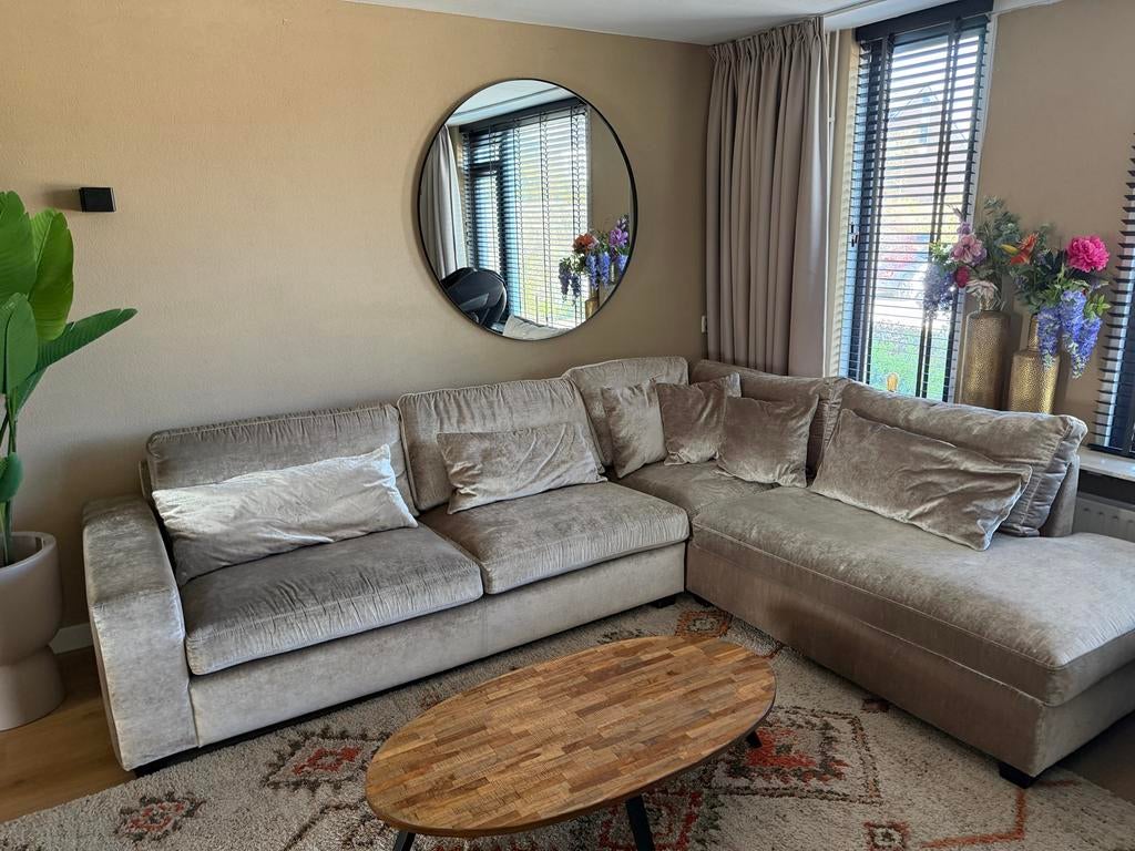 Luxe grote kwaliteits hoekbank Beige 320 breed—RofraHome, Gebruikt, Hoekbank, 300 cm of meer, Ophalen of Verzenden
