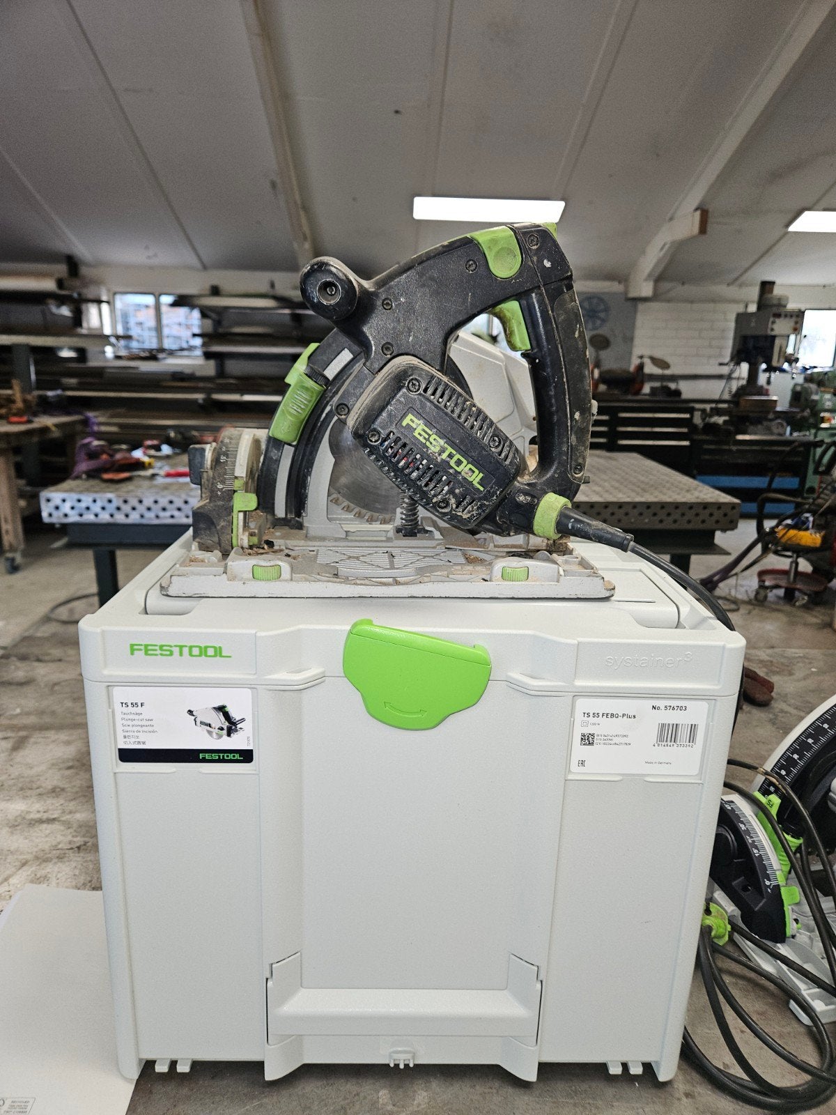 Festool TS 55 F invalzaag met Systainer, Gebruikt, Invalzaag, 70 mm of meer, Ophalen of Verzenden