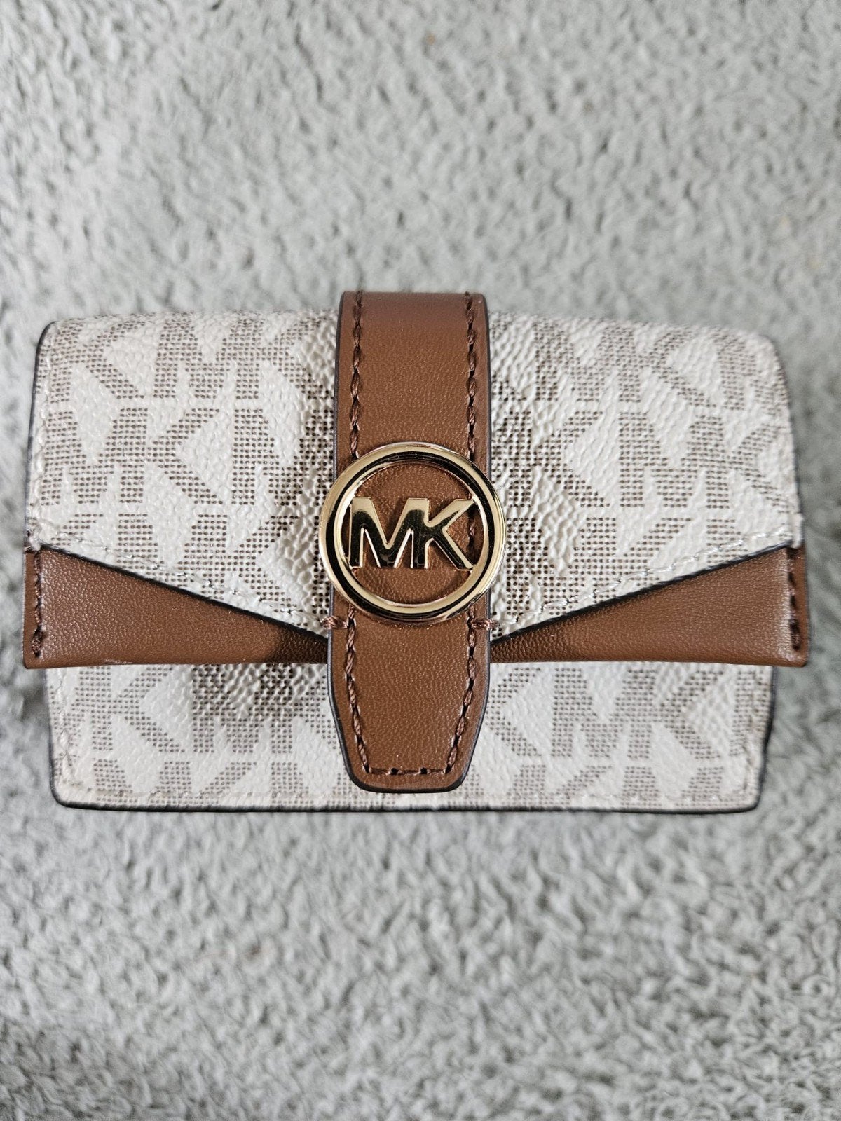 Michael Kors Greenwich XS Flap Trifold Portemonnee Vanilla, Ophalen of Verzenden, Nieuw, Beige, Overige merken
