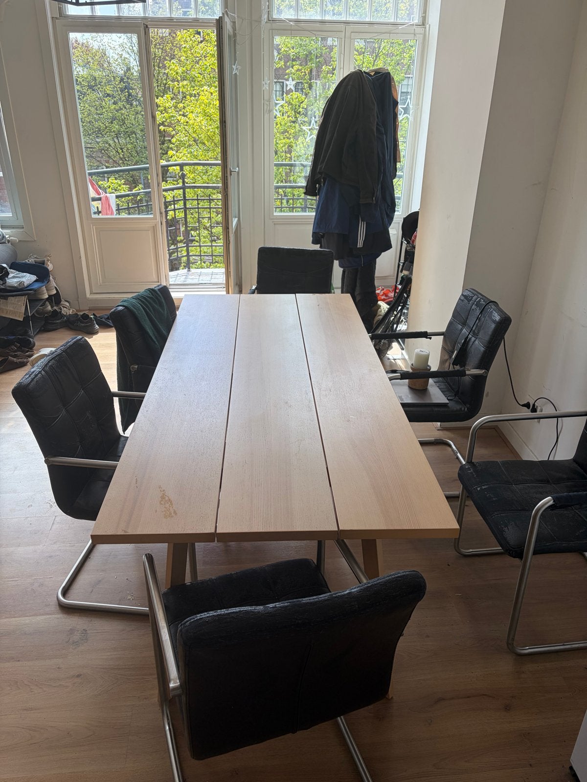 Grote eettafel van licht hout (Ikea Ypperlig) - 200x90 cm, Ophalen, Gebruikt, 50 tot 100 cm, Vijf personen of meer