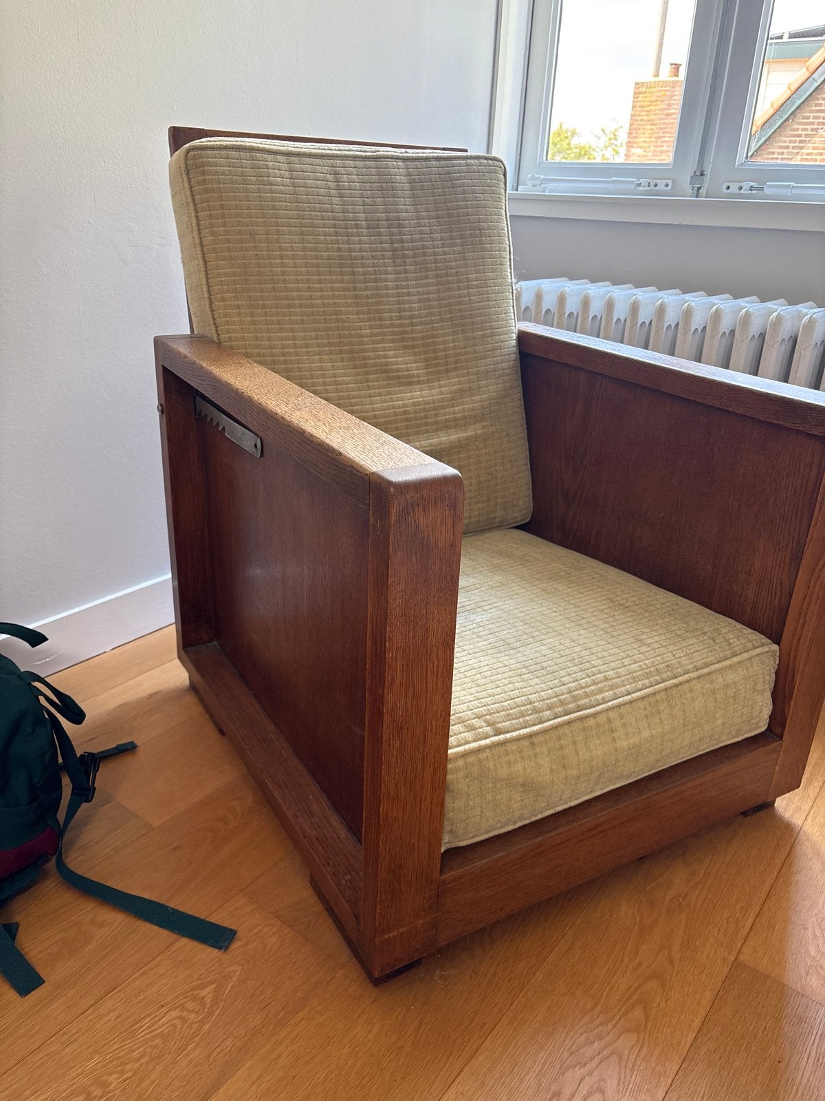 Eiken Art Deco Rookstoel Fauteuil Verstelbare Rugleuning, Ophalen