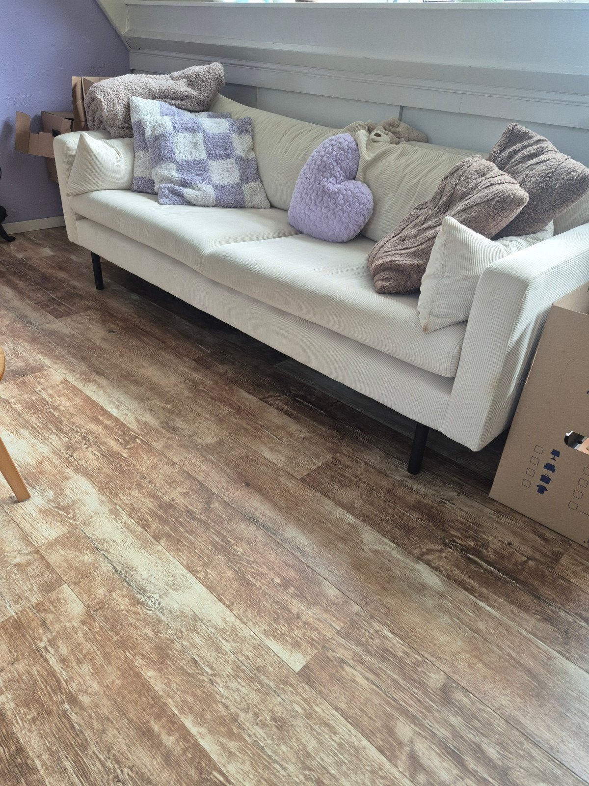 Witte rib 3-zits bank - ook als slaapbank te gebruiken, Huis en Inrichting, Ophalen, Gebruikt, Driepersoons, 75 tot 100 cm
