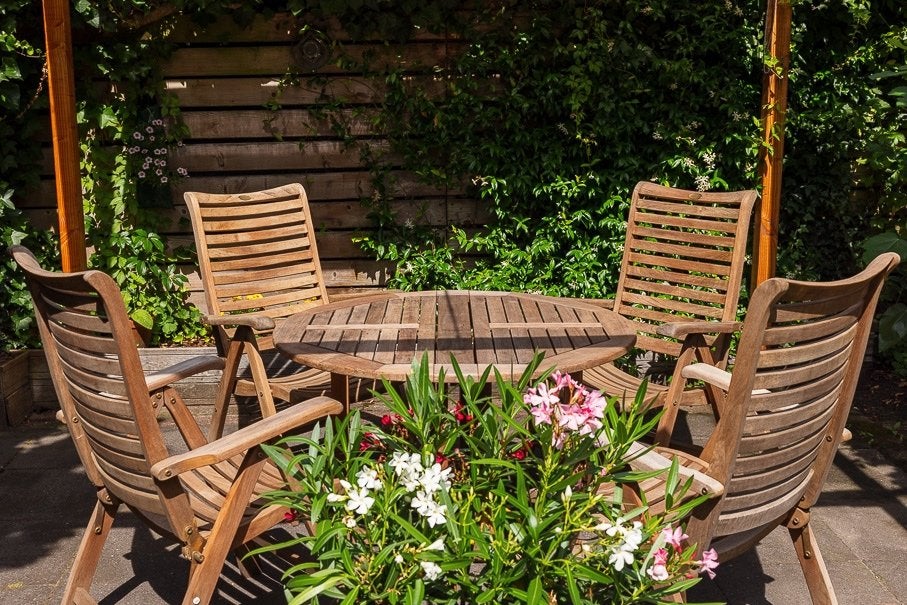 Vijfdelige hardhouten tuinset merk Hartman, Ophalen, 4 zitplaatsen, Gebruikt, Hardhout