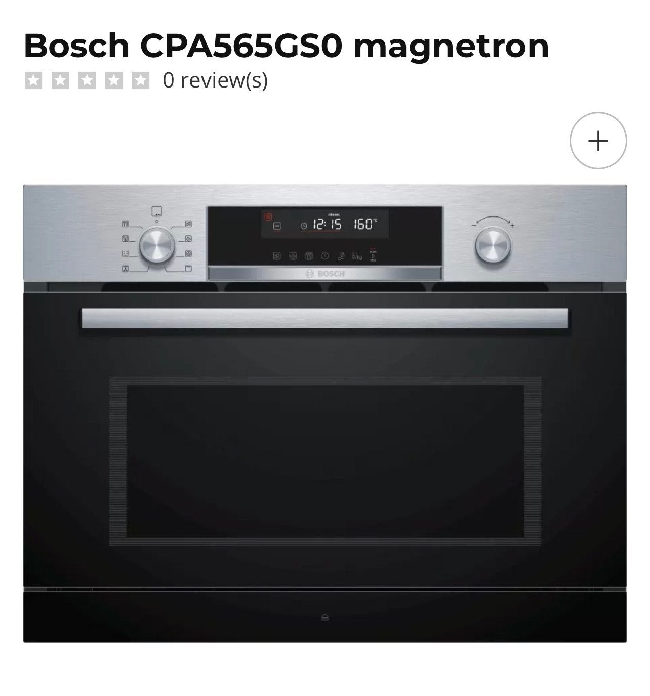 BOSCH CPA565GS0 INBOUW COMBI-MAGNETRON MET STOOM, Witgoed en Apparatuur, Ophalen, 45 tot 50 cm, 60 cm of meer, Bosch
