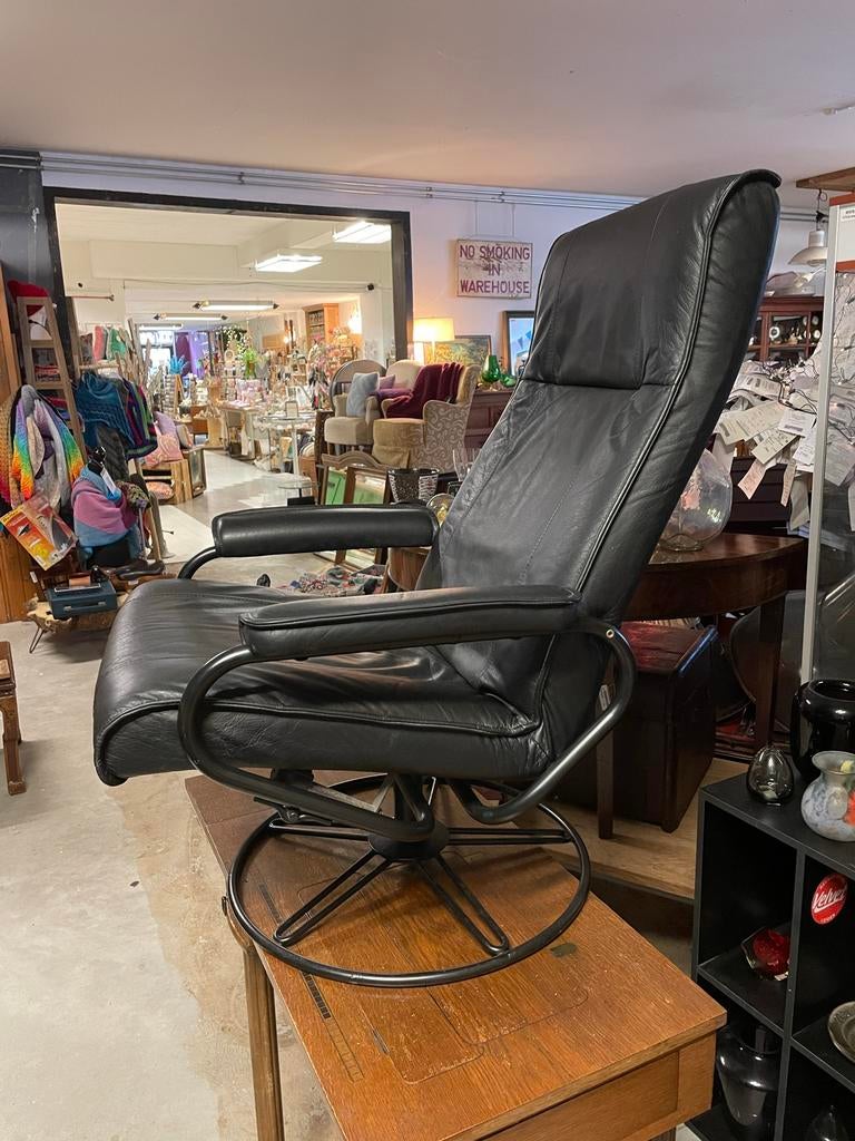 Leren relaxfauteuil, Deens design Kebe, Ophalen, Gebruikt, Leer, 75 tot 100 cm