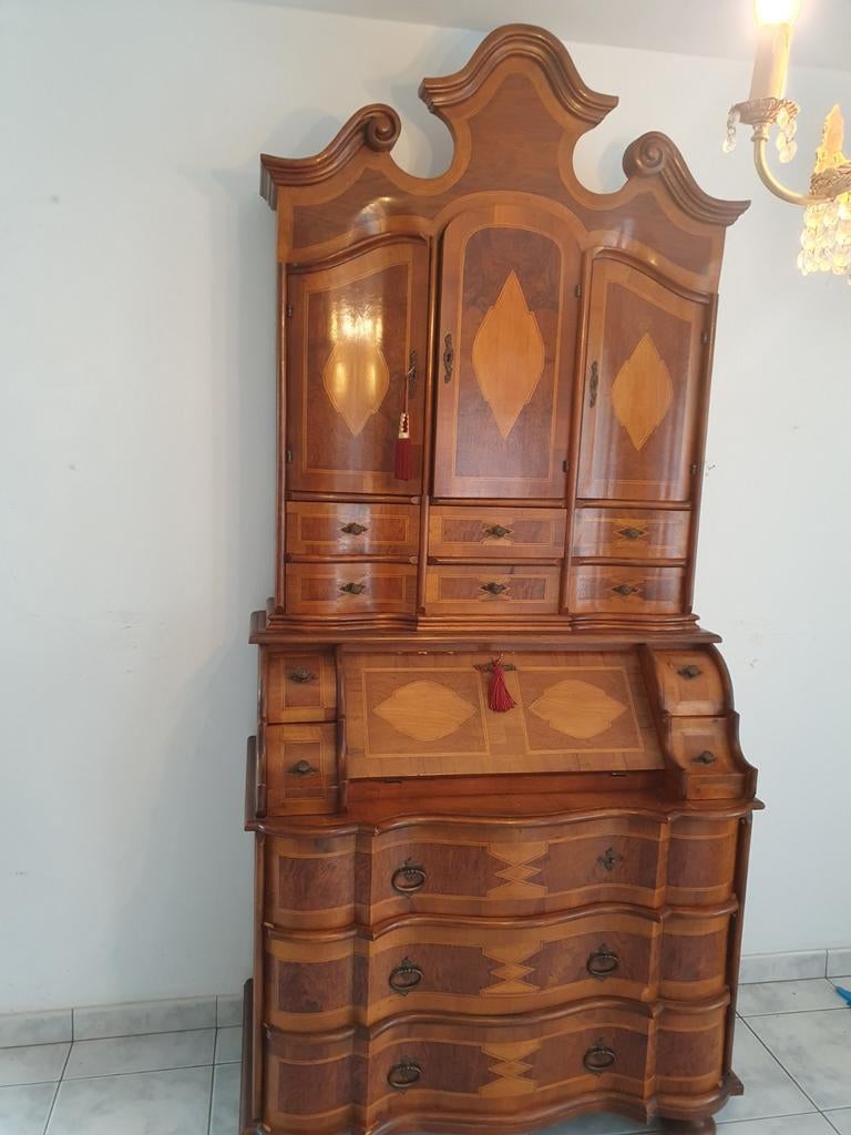 Antieke secretaire barok stijl walnotenhout, Gebruikt, Onbekend, Ophalen of Verzenden, Onbekend
