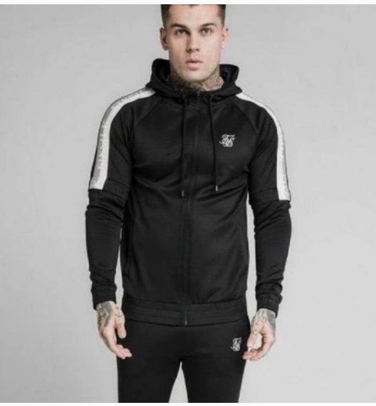 SikSilk - Zip hoodie sleeves design vest xs stoer Capuchon, P, Zwart, P, P