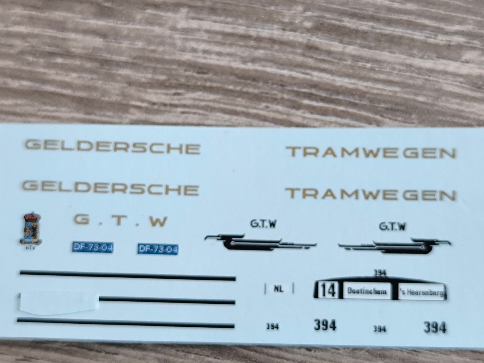 Hb model Decals Gelderse Tramwegen GTW, Verzenden, Nieuw, Overige typen, Overige merken