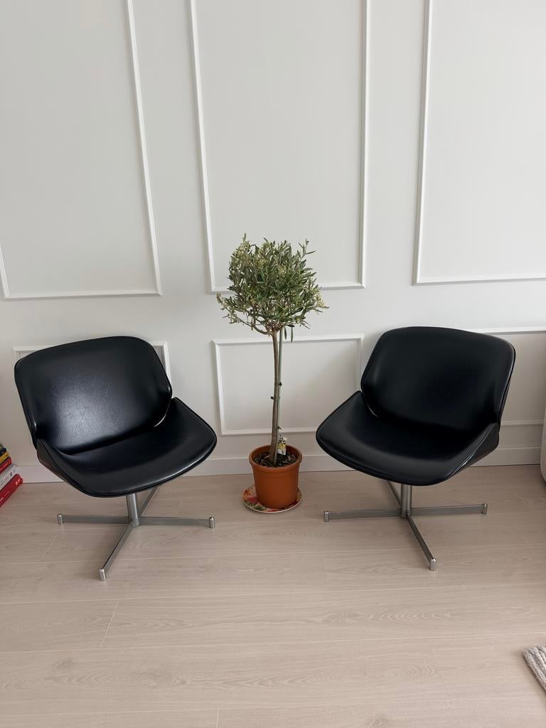 Vintage Design Fauteuils Artifort Geoffrey Harcourt 'Exquis’, Ophalen of Verzenden, Zo goed als nieuw, Leer, 75 tot 100 cm
