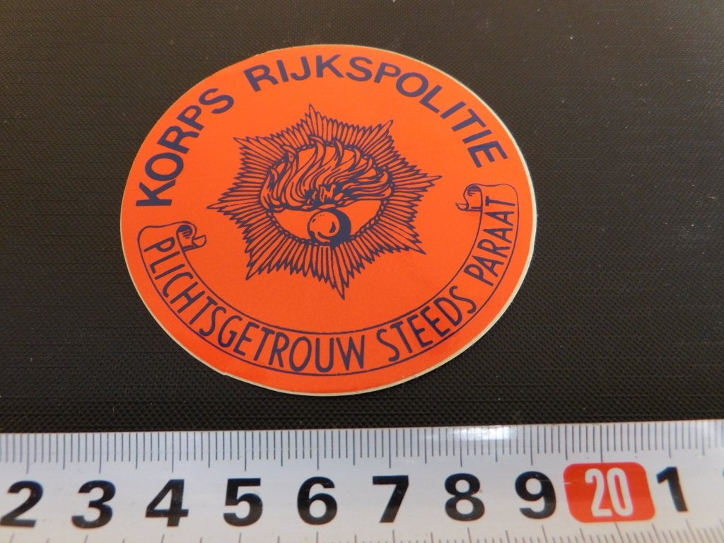 sticker Politie Korps Rijkspolitie RP plichtsgetrouw MPOL471, Ophalen, Zo goed als nieuw