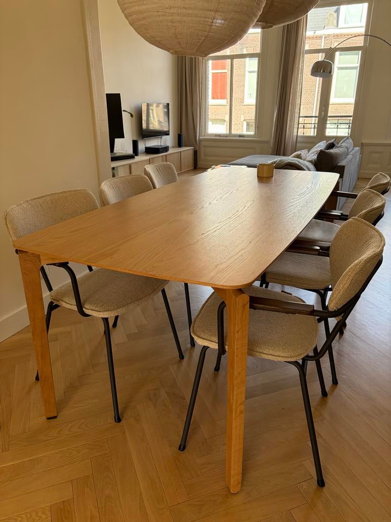 Eettafel Eiken 200x90, Ophalen, Eikenhout, 50 tot 100 cm, Zo goed als nieuw