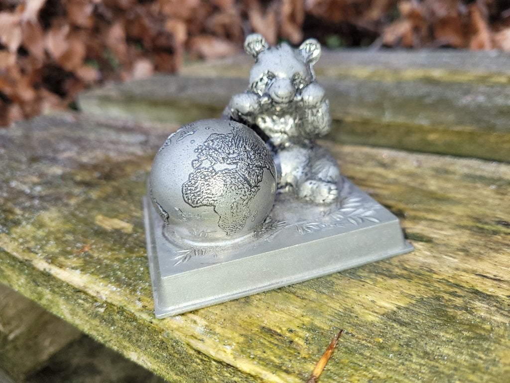 schitterende vintage verzilverde panda beeld van wwf, Ophalen of Verzenden, Handgemaakt, Beeld