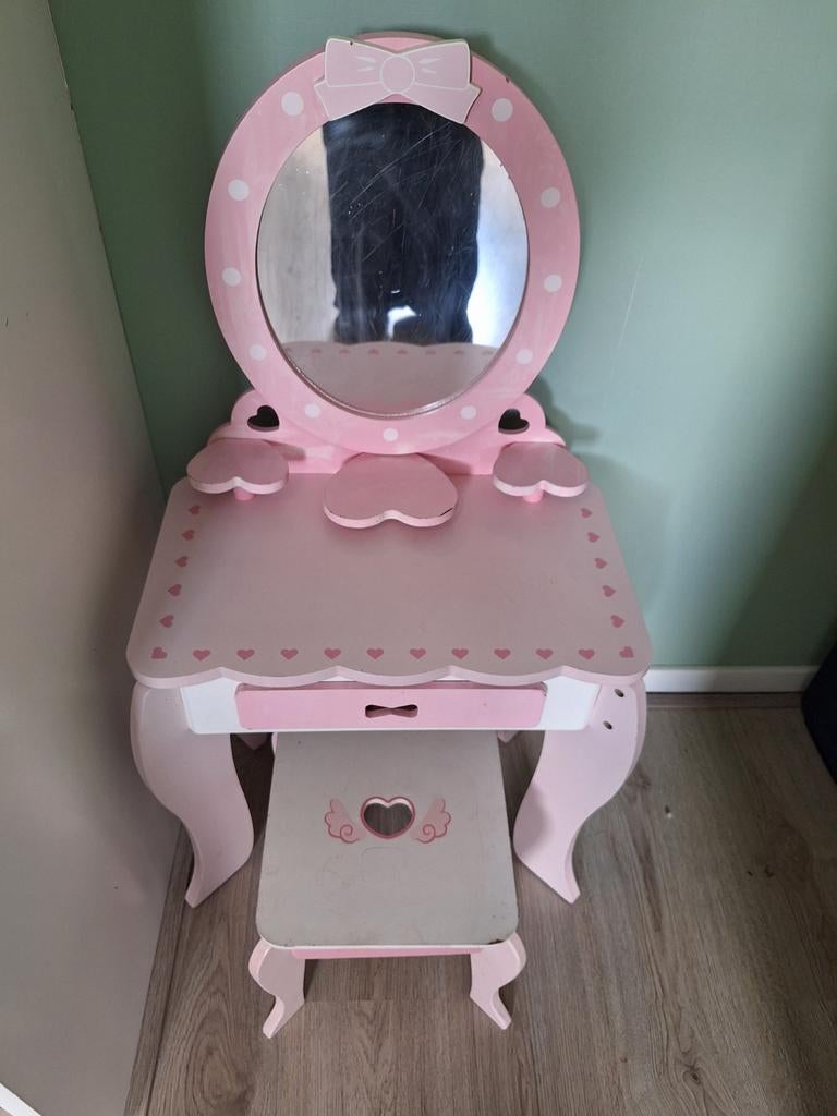 Roze kinder kaptafel met krukje - Gebruikt, Ophalen, Gebruikt, Tafel(s) en Stoel(en)
