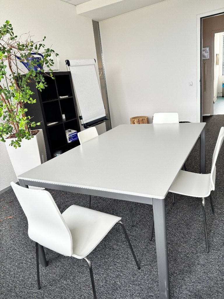 Wit tafelblad met metalen poten B100xD160xH74cm, Huis en Inrichting, Ophalen, Gebruikt, 200 cm of meer, 50 tot 100 cm