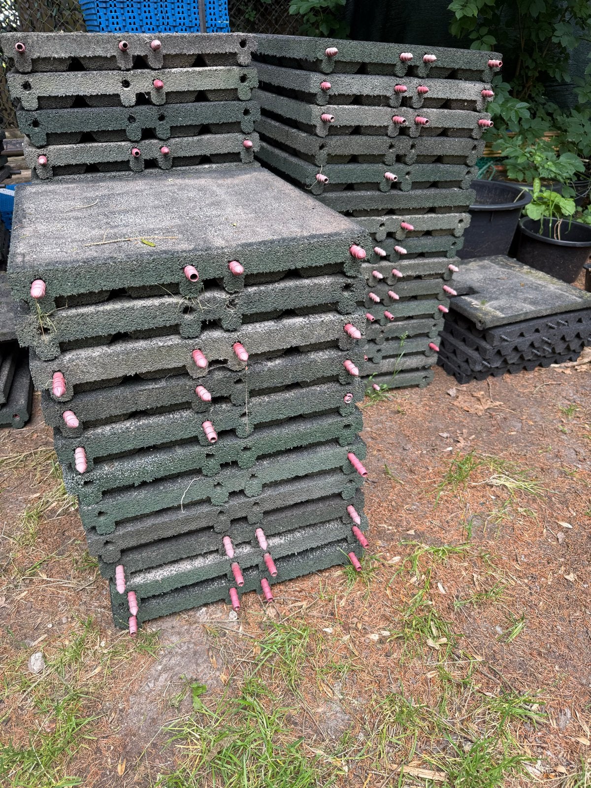 41 stuks 50x50x6 rubberen tegels in goede staat, Ophalen, Gebruikt, 10 m² of meer, Vloertegels
