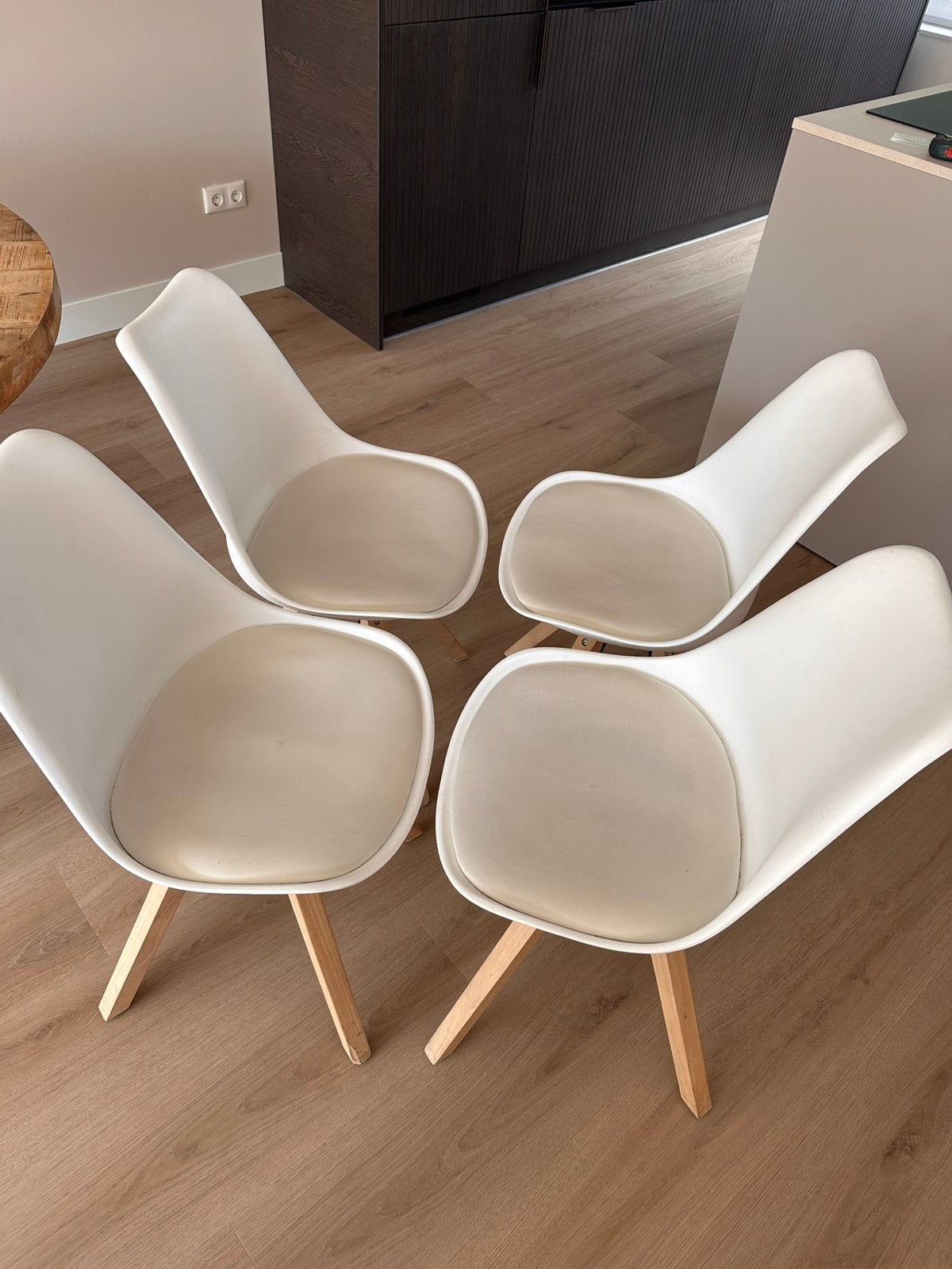 4x eettafel stoelen wit, Ophalen, Zo goed als nieuw, Wit, Vier
