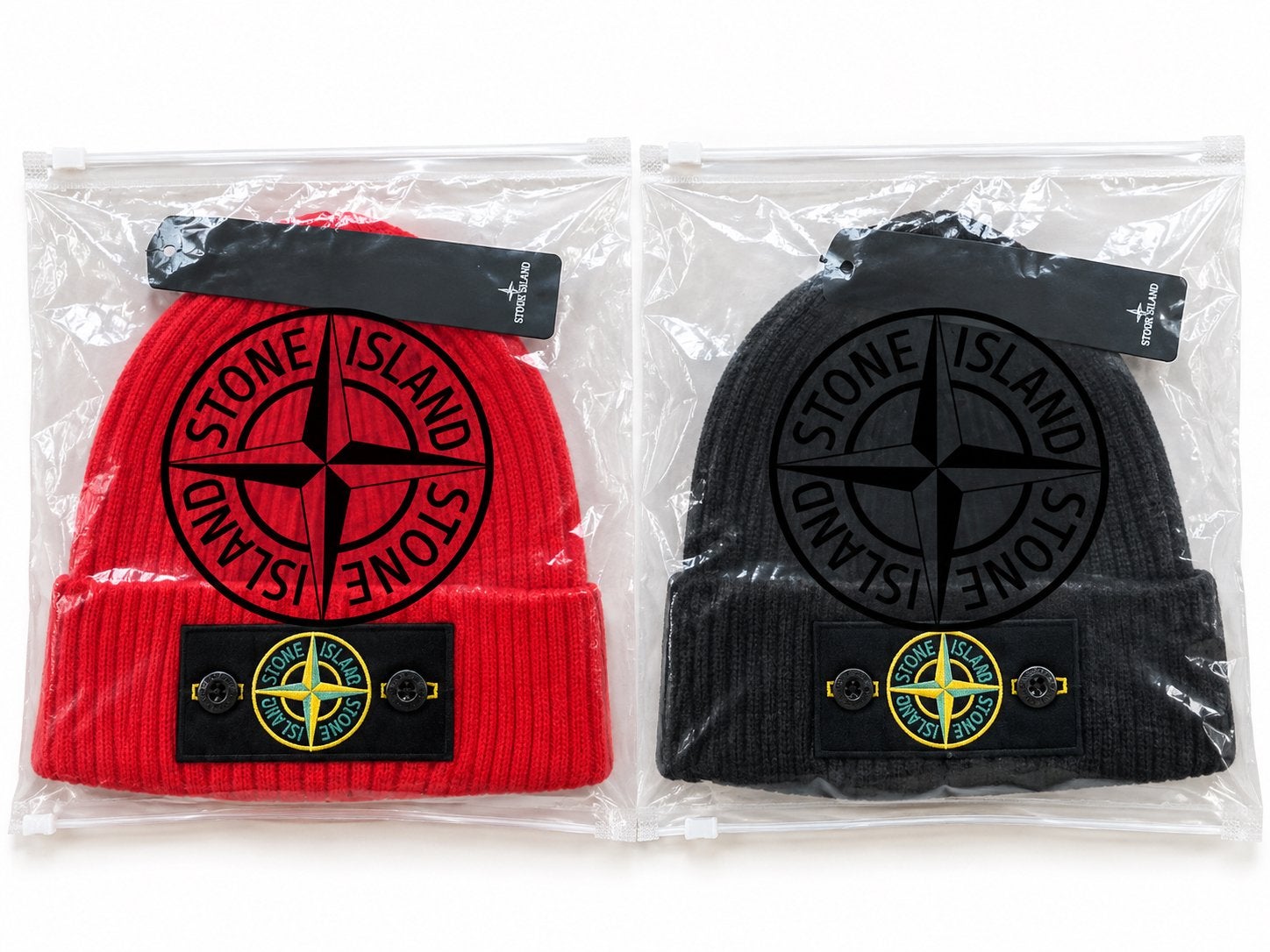 Stone Island Muts Beanie Rood of Zwart Nieuw met Label, Kleding | Heren, Verzenden, Nieuw, One size fits all, Hoed