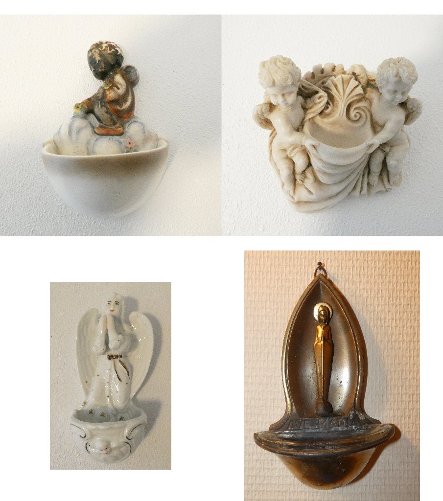 4 wijwaterbakjes [1790], Verzamelen, Religie, Ophalen of Verzenden