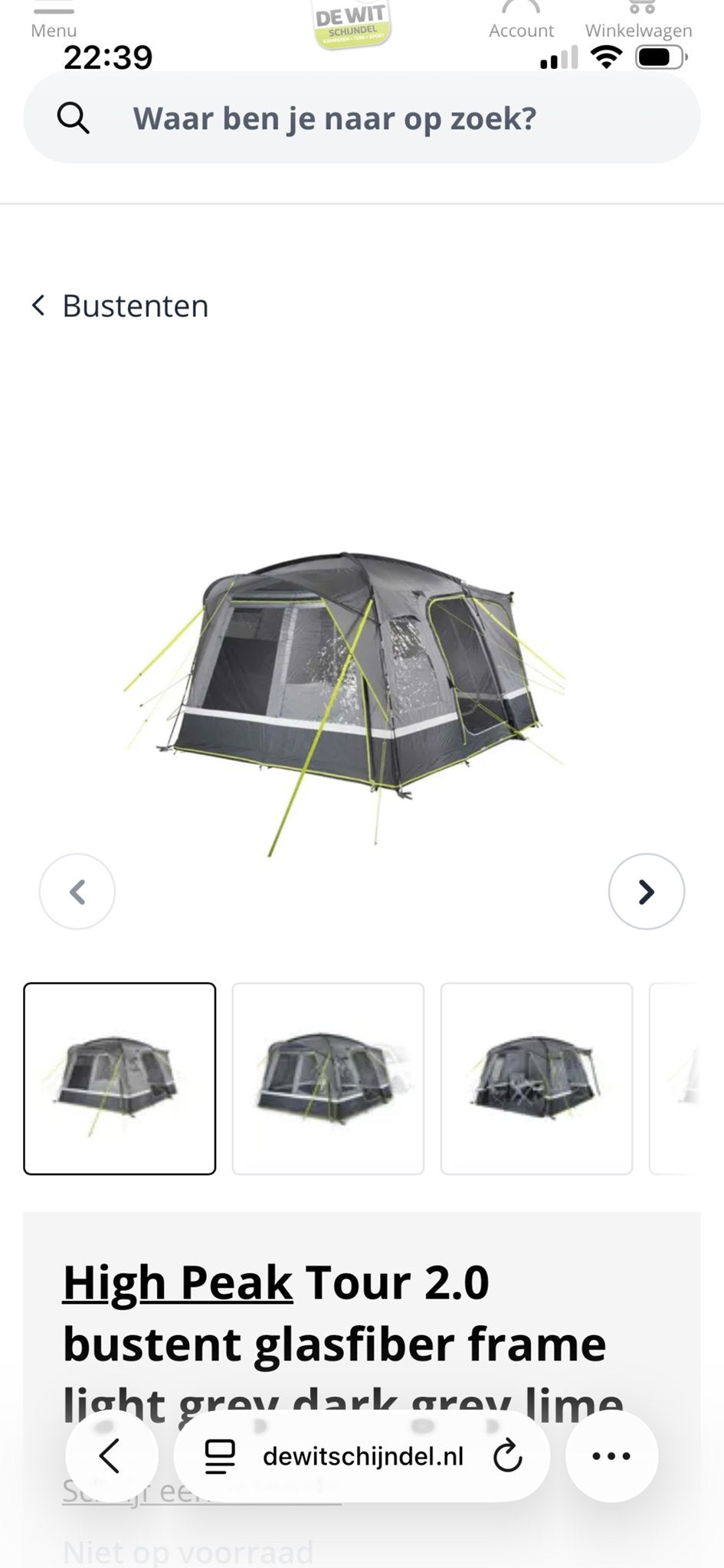 Bustent HIGHPEAK TOUR 2.0 - 350x320x220cm, Caravans en Kamperen, Ophalen of Verzenden, Zo goed als nieuw, Tot en met 2
