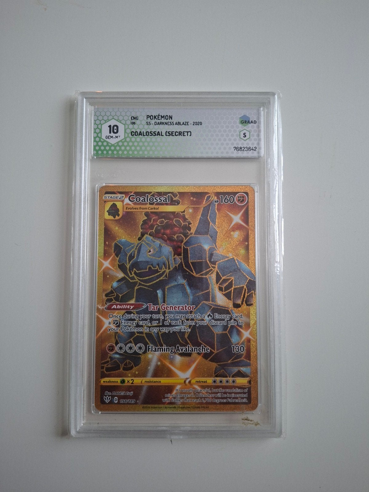 Pokemon Coalossal VMAX Secret Rare Darkness Ablaze PSA 10, Ophalen, Nieuw, Losse kaart