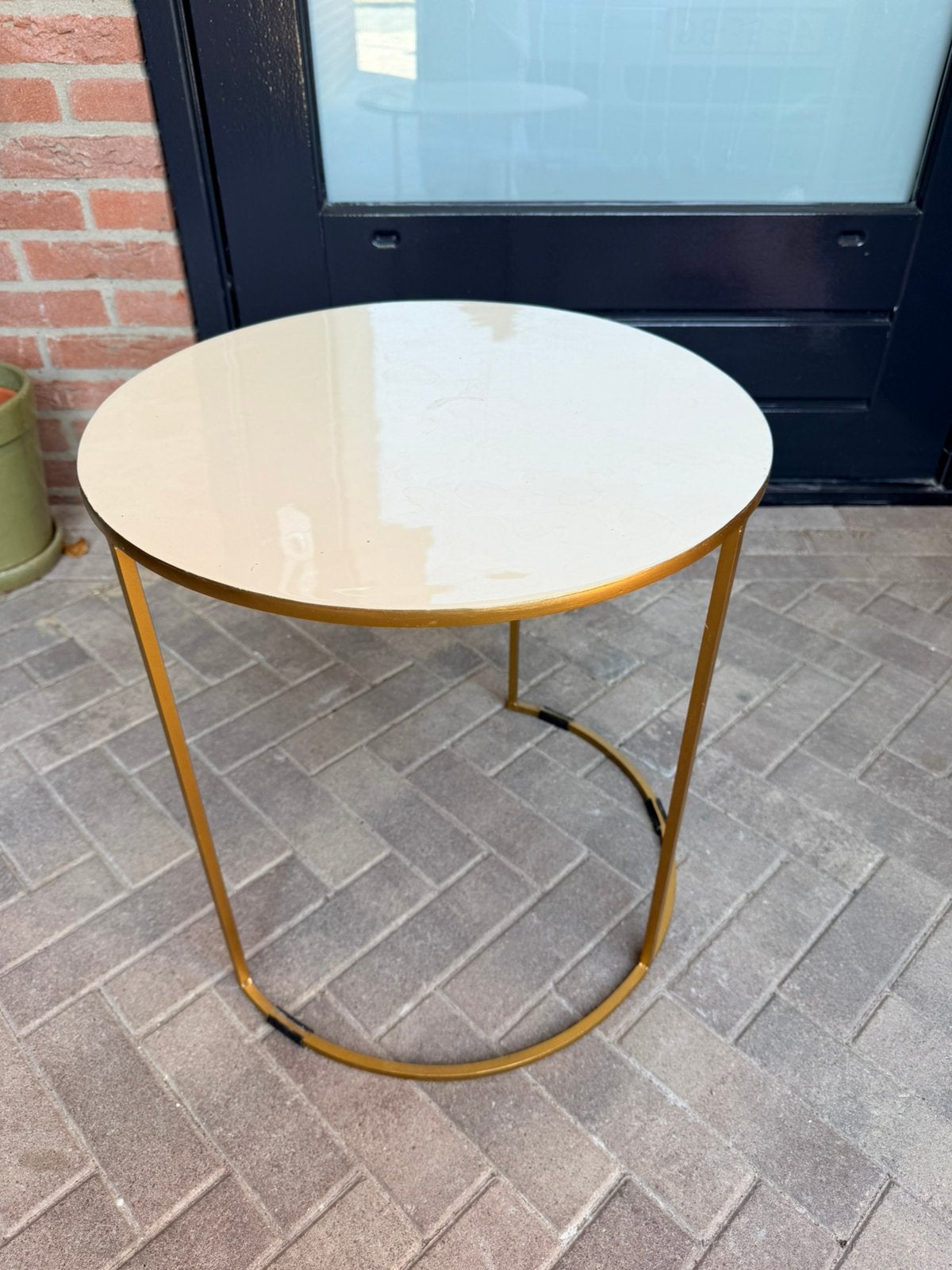 Bijzettafel beige goud, Ophalen, Minder dan 45 cm, Minder dan 55 cm, Gebruikt