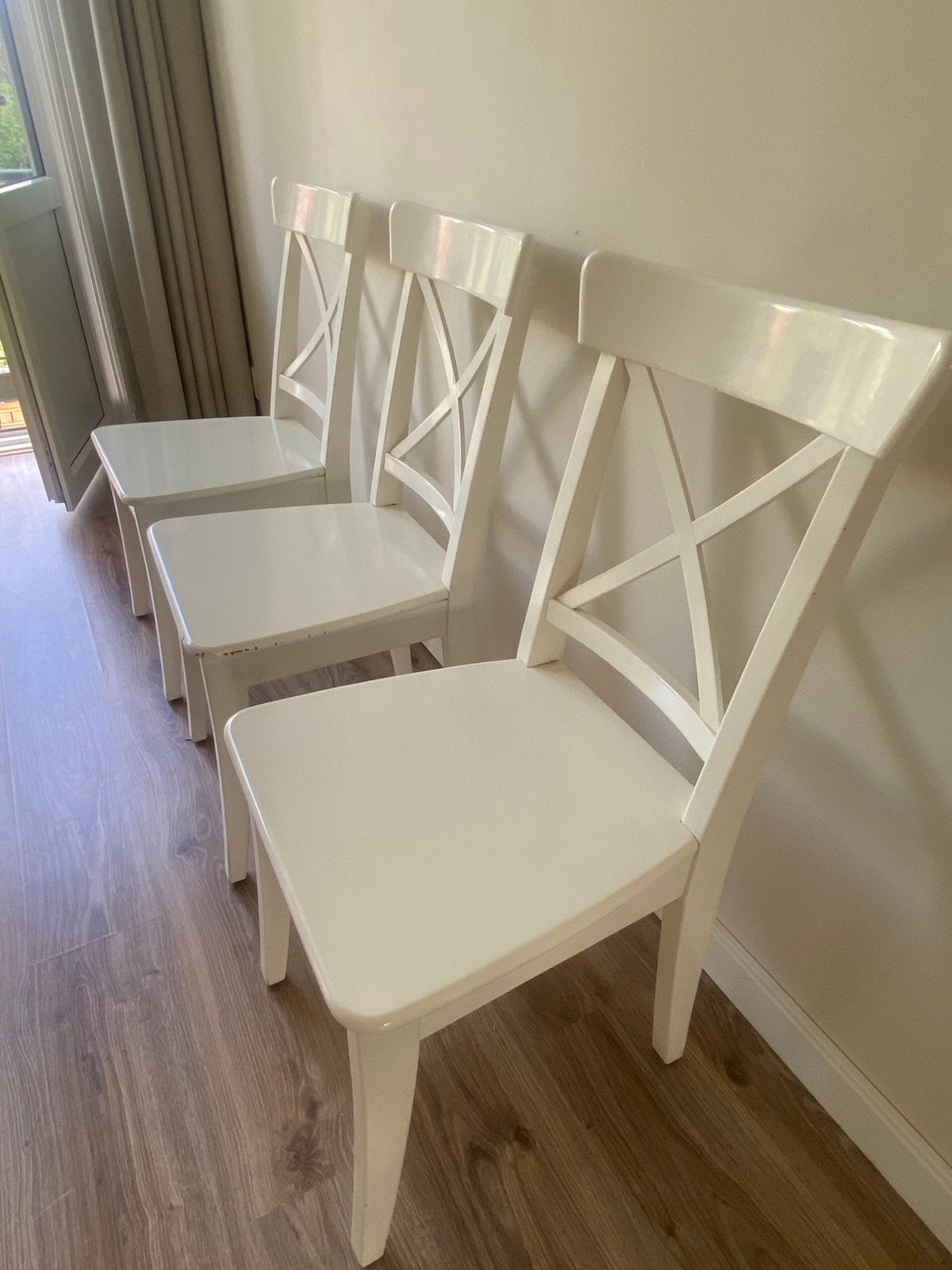 3 Ikea Rosentorp stoelen, Ophalen, Gebruikt, Wit, Drie